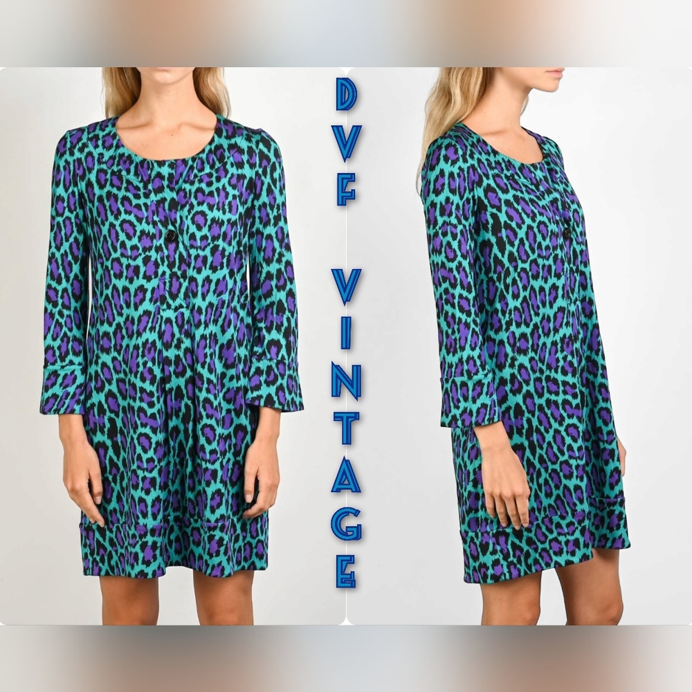 Diane Von Furstenberg Vintage 100% Silk Size 6 Animal Print Mini Dress